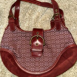 Coach Burgundy and Maroon Shoulder Bag